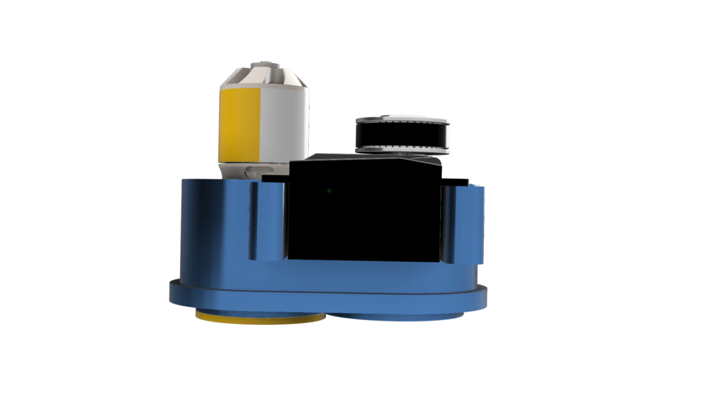 360 graden kopschroef met gele cilinder in 3D