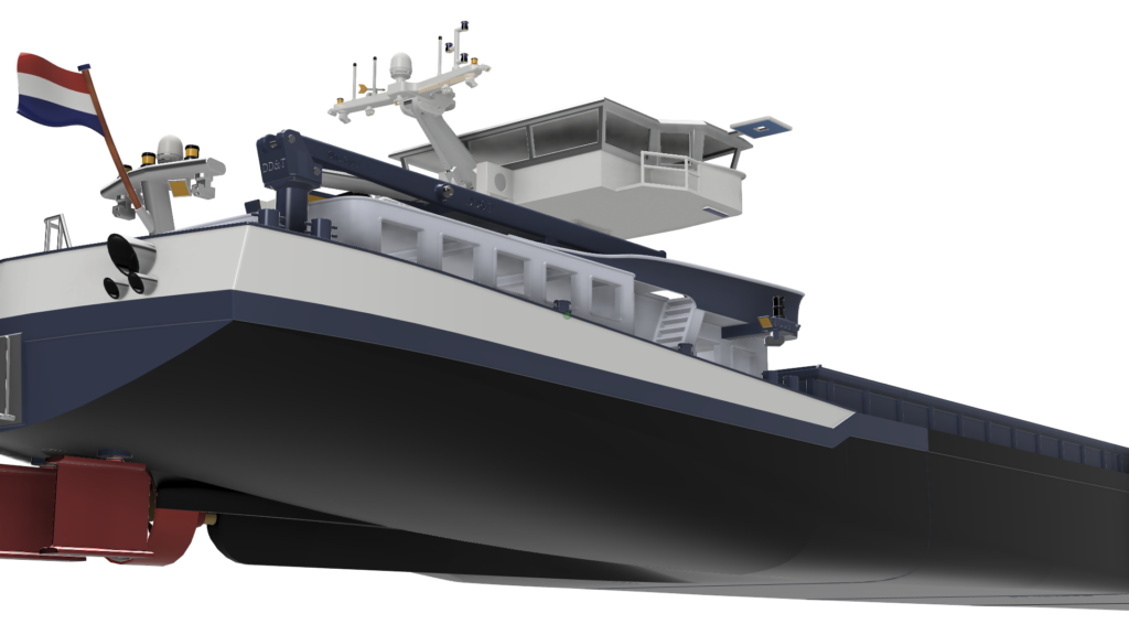 Binnenvaartschip Jade 86x14.2x4.2 nr. 045 in 3D