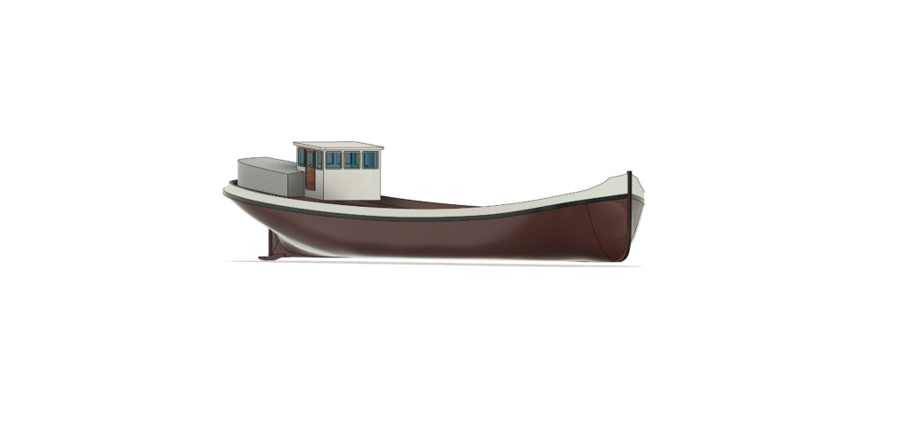 Schaalmodel Janna Helena nr. 005 met bruine romp in 3D