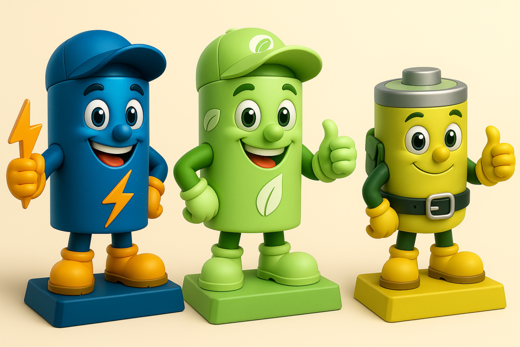3D-geprinte duurzame thema-mascottes in kleur