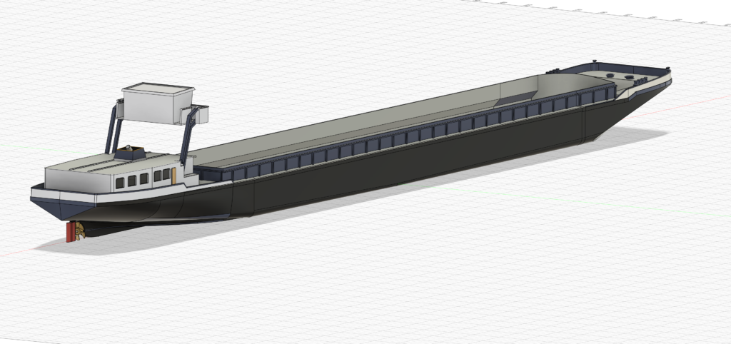 Binnenvaartschip Morgenstond nr. 014 bovenaanzicht in 3D