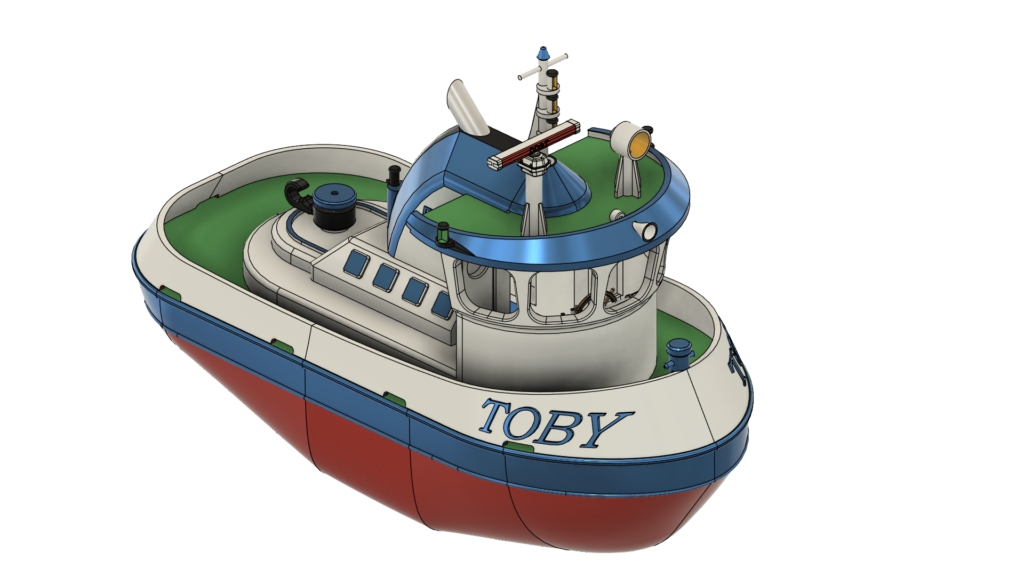 Sleepboot Toby the Tug nr. 008 met DD&T-belettering in 3D