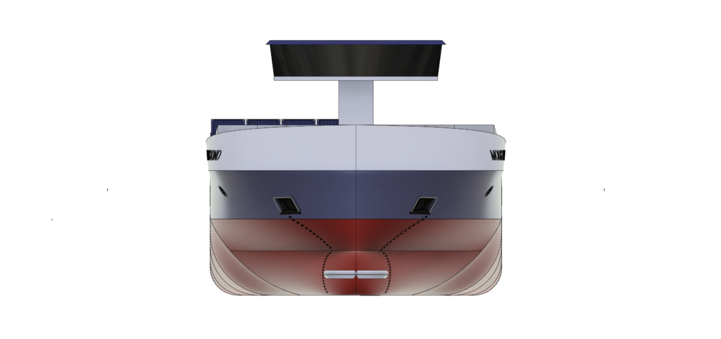 Containerschip versie 8.6 re-engineered met kraan in 3D
