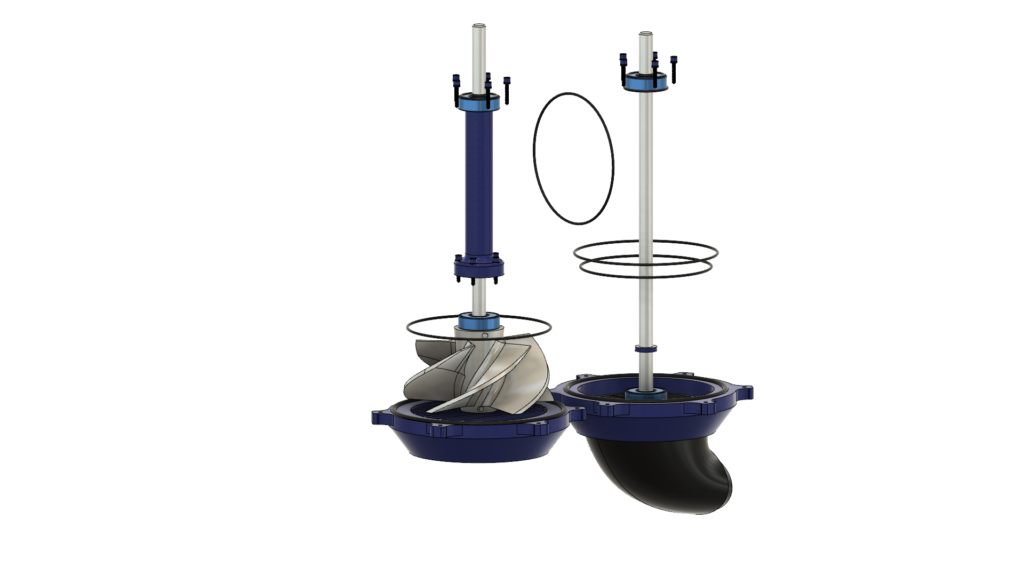Vertical hydro power jet drive voor kano's nr. 011 in 3D